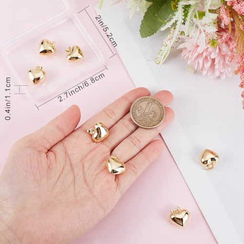 Beebeecraft 1 Box 10Pcs Puffed Heart Charm 18K Gold Plated Smooth Small Love Drops Charms for Jewelry Making Necklace Bracelet DIY Crafts - color: Gold, size: 15x18x7mm