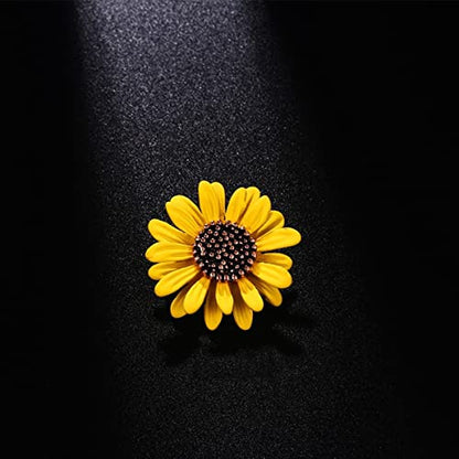 Multicolor Cute Daisy Flower Brooch Pins, Plant Sunflower Suit Lapel Pin,Pink Yellow White Sun Flower Dress Neckline Pin Enamel Charm Daisy Coat Collar Brooch for Women Girls Men Jewelry Gifts - color: F yellow