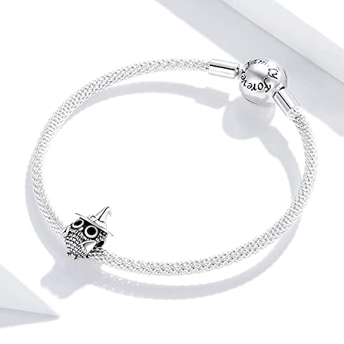 Hummingbird Charms For Bracelets 925 Sterling Silver Animal Dangle & Beads Butterfly Cat Beads Charms For Women Jewelry Gift - color: Silver owl