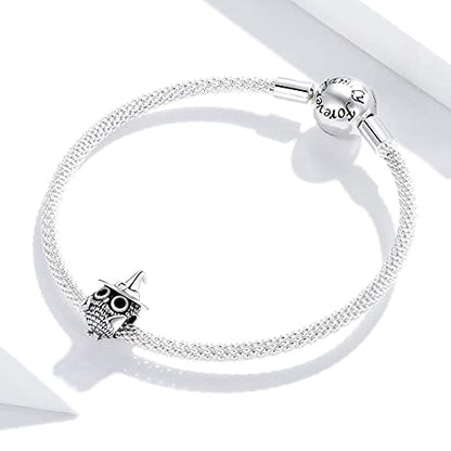 Hummingbird Charms For Bracelets 925 Sterling Silver Animal Dangle & Beads Butterfly Cat Beads Charms For Women Jewelry Gift - color: Silver owl