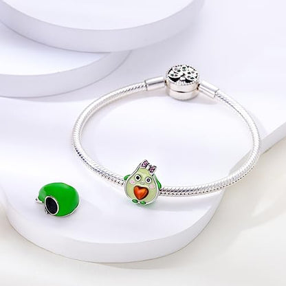 Hapour 925 Sterling Silver Charms for Bracelet Necklace Dangle Pendant Bead | Whale Shark Charm, Glow in the Dark, Matryoshka Russian Doll Baking European Jewelry Charm, 14k Gold Plated - style: Cute Avocado
