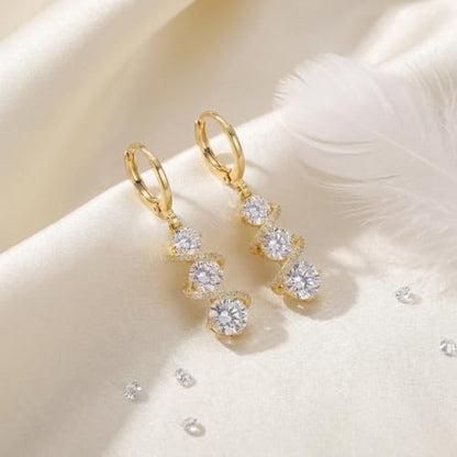 Sonateomber Christmas Tree Dangle Small Gold Hoop Earrings for Women, Cute Sparkly CZ Rhinestone Maple Clover Leaf Drop Earings Thanksgiving Holiday Accessories Fashion Jewelry Gift - color: Spiral