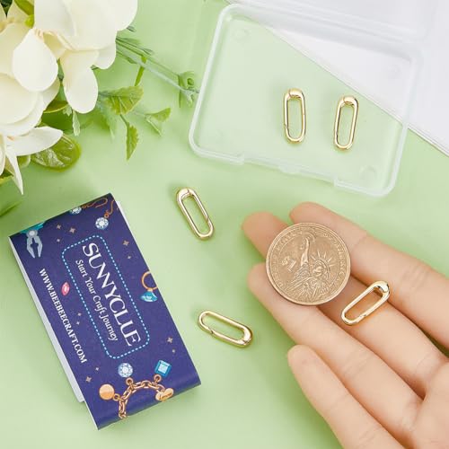 SUNNYCLUE 1 Box 6Pcs O Ring Clips Trigger Spring O Ring Real 18K Gold Plated Brass Spring O Rings Long Thin Oval Purse Ring Clips Spring Snap Hooks Clip Clasps Keyring Buckle for Jewelry Making Kits - color: 1 Box 6pcs 18k Gold Plated Spring O Ring 18x7mm