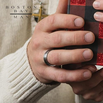 Boston Bay Diamonds Tantalum Comfort Fit Mens Wedding Band or Fashion Ring - 7mm & 8mm - Choice of Style - color: 8mm Brushed Matte Center
