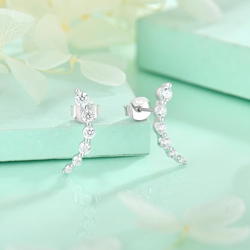 Starchenie 925 Sterling Silver Climber Earring Ear Crawler Stud Earrings for Women - color: Silver