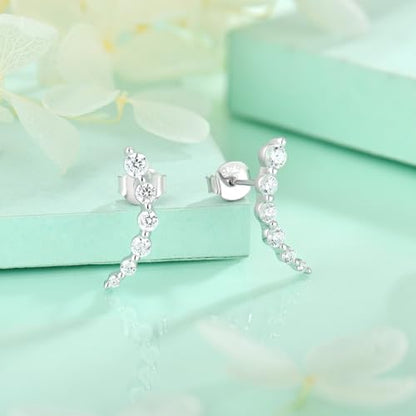 Starchenie 925 Sterling Silver Climber Earring Ear Crawler Stud Earrings for Women - color: Silver