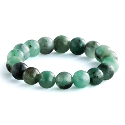 NLIEO Handmade Natural Gemstone Crystal Beaded Stretch Band Ring for Women | Handmade, 3mm Natural Stone, Size 7-12, Stretchy, Beaded Jewelry, Green Bead Rings, Trendy Jewelry Gift - style: Emerald