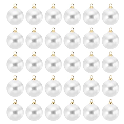 PATIKIL Pearl Charm, 100pcs Pearl Beads Faux Pearl Pendant Charm DIY for Jewelry Making Bracelets Earrings Necklace Crafts - color: Golden White, size: 16mm