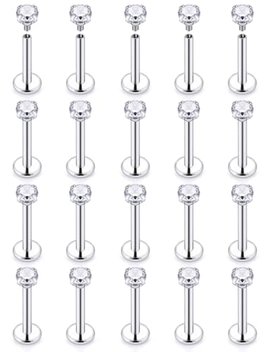 Vsnnsns 16G Lip Rings Stainless Steel Tragus Helix Conch Piercing Jewelry Snake Bite Piercing Monroe Lip Rings Labret Medusa Cartilage Lobe Earrings Studs Piercing Jewelry 6MM 8MM 10MM Silver - color: Clear Cz-8MM