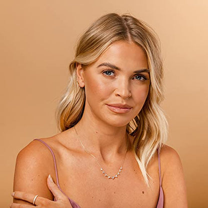 PAVOI 14K Gold Plated Station Necklace - Simulated Diamond Layering Necklaces - Womens CZ Chain - style: Princess