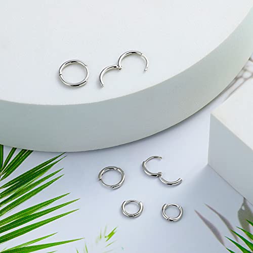 micuco Small Hoop Earrings for Women, Tiny Cartilage Hoop Earrings for Men | Helix Daith Tragus Ear Hugging Hoop Earrings Sleeper Hypoallergenic Earrings - style: B3: 6mm White Gold (1 Pair)