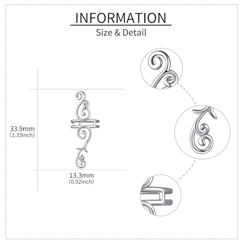 Celtic Knot/Celtic Knot/Bat/Filigree Viking Earrings 925 Sterling Silver Non Piercing Ear Cuff Earrings Cool Earring Cuff for Women Men - color: long filigree