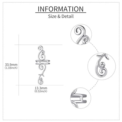 Celtic Knot/Celtic Knot/Bat/Filigree Viking Earrings 925 Sterling Silver Non Piercing Ear Cuff Earrings Cool Earring Cuff for Women Men - color: long filigree