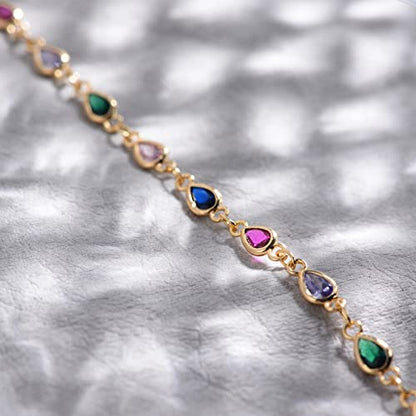 Gold Anklets for Women 14K Gold Plated Tiny Bead Anklet Colorful Tassel Foot Chain Dainty Adjustable Cute Summer Beach Boho Anklets Jewelry Gift - color: colorful drop B