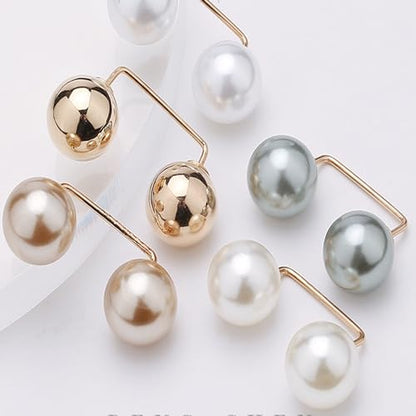 12 Pack Brooch Pins Artificial Pearl Safety Pins Anti-exposure Neckline Sweater Shawl Clips with Double End Decorative Pearls Cardigan Collar Holder for Women Wedding Dress Blouse V-line Tops