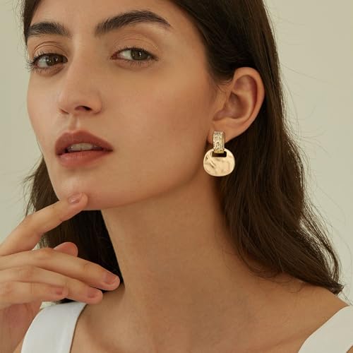 FANZE 2 Pairs Matte Gold Sliver Clip on Earrings for Women No Piercing | No Piercing Button Earring Comfortable Fashion Jewelry Gift - color: Gold/Silver