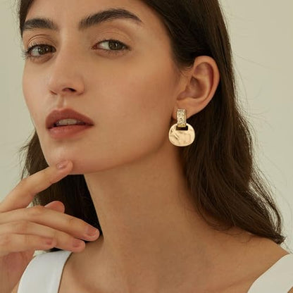FANZE 2 Pairs Matte Gold Sliver Clip on Earrings for Women No Piercing | No Piercing Button Earring Comfortable Fashion Jewelry Gift - color: Gold/Silver