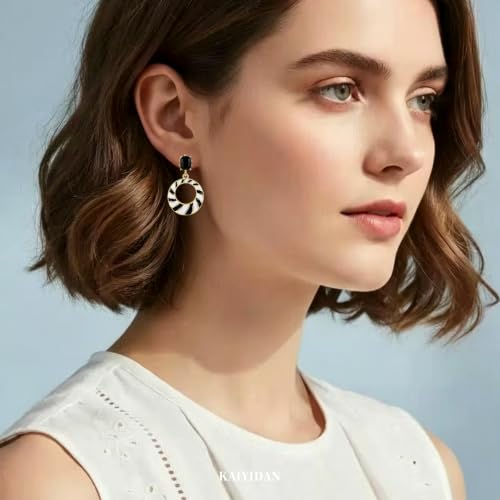 Boho Turquoise Dangle Earrings For Women Trendy,Western Blue Gemstone Drop Earings,Vintage Gothic Ethnic Statement Beach Vacation Long Birthstone Earrings with Leaf Teardrop Turquoise Crystal Tassels,Fashion Jewelry Birthday Gift. - style: A36 Black and W