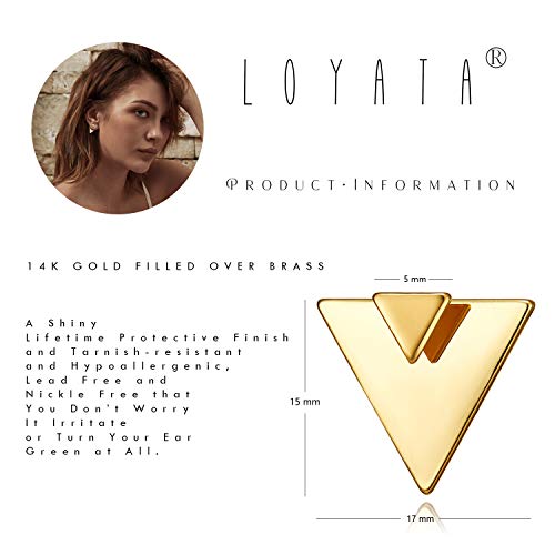 LOYATA Spike Earrings Gold Huggie Hoop Diamond Cubic Zirconia 14K Gold Plated Dainty Small Simple Hypoallergenic Geometric Jewelry Gift for Women - color: Triangle B