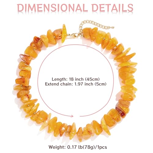 Elegance 11 designs Chunky Heart Necklace for Women, Colorful Acrylic Beaded Statement Puff Heart Necklace, Cute Boho Y2K Choker Necklace for Gift Jewelry - color: Yellow