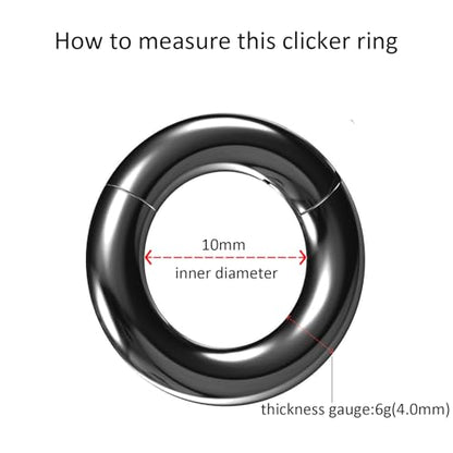 4G/6G/8G/10G/12G/14G/16G/18G/20G Hypoallergenic Nose Hoop Rings Steel Hinged Clicker Segment Gold/Rose Gold/Black/Pink Color - style: 1pc: 6g×10mm Black