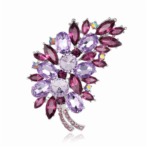 WCRAZYE Rhinestone Feather Brooch Pin for Women Men Fashion Crystal Delicate Leaf Bridal Wedding Brooch Lapel Pins Elegant Dress Accessories Jewelry Boutonniere Corsage for Hat Bag Suit Tie Wedding Birthday - color: Purple