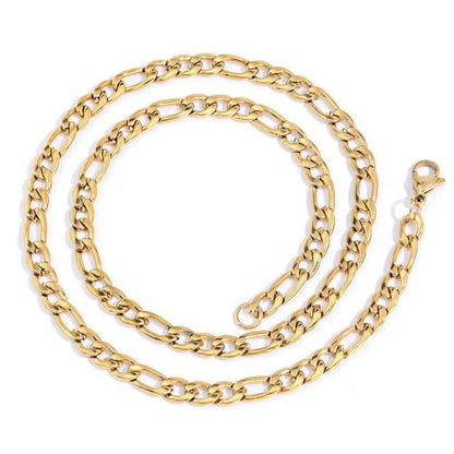 Stainless Steel Figaro Link Chain Necklace For Men Women, 3mm 4mm 5mm 7mm Width, 18k Gold Plated 18 20 22 24 Inch Figaro Chain, No Tarnish Durable Waterproof Jewelry - color: 7MM Gold, size: 20inches