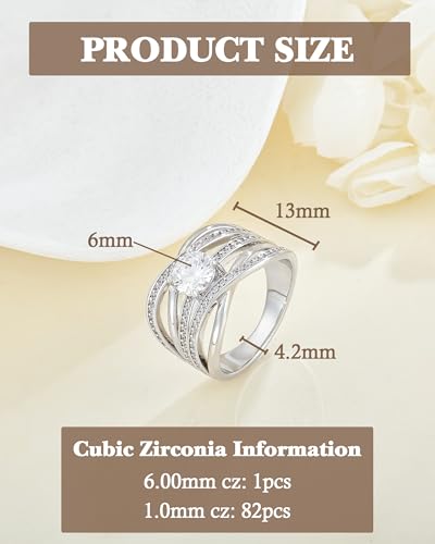 Criss Cross Engagement Ring for Women Rhodium plated 5A Cubic Zirconia Eternity Statement Wedding Band Infinity Promise Anniversary Jewelry Size 6-10 - size: 9