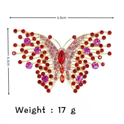 Dainty Rhinestone Butterfly Brooch for Women Men Chic Cute Sparkly Crystal Animal Lapel Pins for Suit Dress Hat Bag Tie Wedding Holiday Accessories Jewelry - color: Red