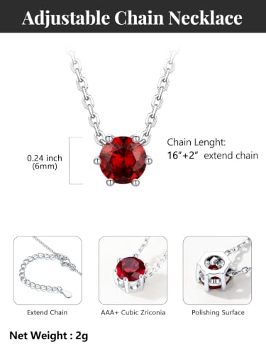Silvora Heart/Round Birthstone Necklace for Women, Sparkling Crystal Pendant, Dainty Birth Month Jewelry, Adjustable 16"+2" Chain - color: Silver, style: January Round