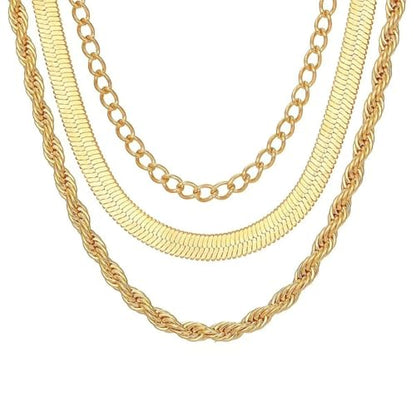 Evabelle Gold Layered Necklace for Women Trendy Jewelry 14K Real Gold Plated Chunky Chain Stackable Necklaces Dainty Choker Necklaces Rectangle Square Pendant - color: Gold Necklace 12