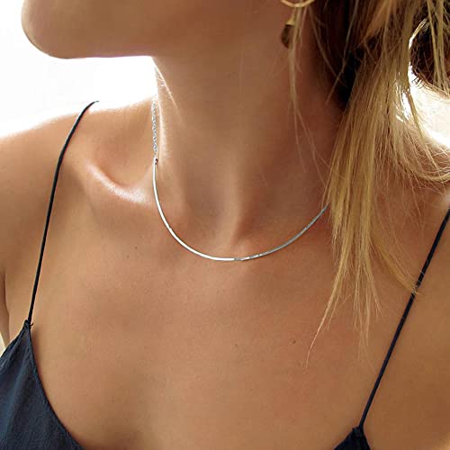 Turandoss Gold Layered Necklaces for Women - 14K Gold Plated Handmade Multilayer Bar Pearls Coin Disc Moon Butterfly Medallion Adjustable Dainty Layered Choker Necklaces for Women Jewelry - style: 3PCS Silver - Chain&Crescent&Bar