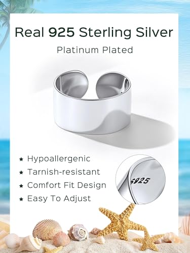 ChicSilver Toe Rings for Women 925 Sterling Silver Adjustable Toe Ring | 925 sterling silver, hypoallergenic for sensitive skin, adjustable open band, summer beach wear gift - color: A: 8mm Simple (1 pc)