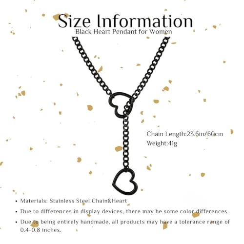 Artmiss Heart Slip Chain Necklace Cuban Long Chain Affection Link Necklace Submissive Collar Chokers for Women - color: Black