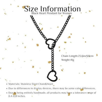 Artmiss Heart Slip Chain Necklace Cuban Long Chain Affection Link Necklace Submissive Collar Chokers for Women - color: Black