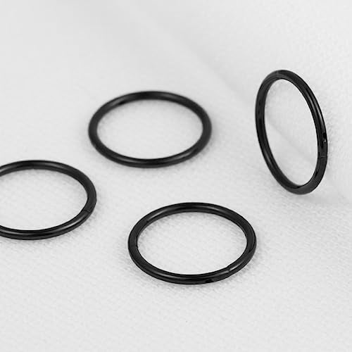 4Pcs 16G 18G 20G Surgical-Steel-Piercing-Ring-Nose-Rings-Hinged-Hoop-Earrings,6mm 8mm 10mm 12mm Seamless Stainless Steel Clicker Eyebrow Septum Piercing Hoop,Sliver Black Gold Rose Gold Rainbow Body Jewelry Set - color: 20G 8mm Silver & Black
