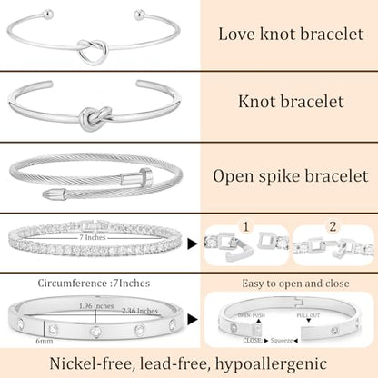 18 K Gold Plated Love Bangle Bracelet Stack Cuff Jewelry for Women Jewelry Set for Women Gift with Box - style: style16
