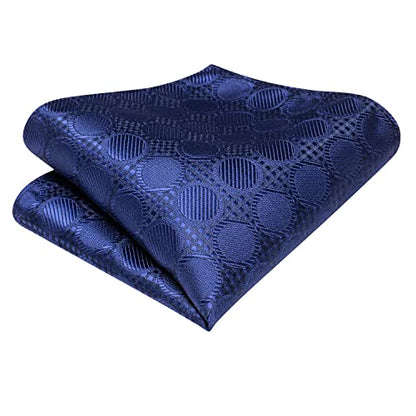 Dubulle Mens Paisley Striped Tie Woven Necktie for Men and Handkerchief Cufflinks Set Wedding Formal Business - color: Blue Plaid
