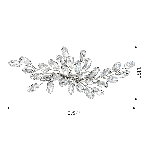 SWEETV Rhinestone Bride Wedding Hair clip Silver Crystal Bridal Hair comb Sparkly Hair Piece Gem Hair Accessories for Women/Girls & Brides/Bridesmaids | Rhinestone Crystal Sparkly Bridal Hair Pieces Gem Wedding Hair Accessories Bridal Hair Accessories for