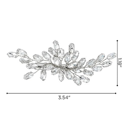 SWEETV Rhinestone Bride Wedding Hair clip Silver Crystal Bridal Hair comb Sparkly Hair Piece Gem Hair Accessories for Women/Girls & Brides/Bridesmaids | Rhinestone Crystal Sparkly Bridal Hair Pieces Gem Wedding Hair Accessories Bridal Hair Accessories for