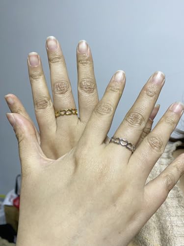 Love Plain Stacking Band Statement Wedding Promise Ring For Women | Stainless Steel, Cute Hollow Heart Design,Waterproof,Tarnish Resistant,Gift For Mother’s Day, Valentine’s Day, Christmas - color: Silver Link Hearts