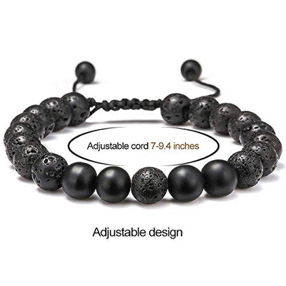 M MOOHAM Mens Bracelet - Beaded Natural Stone 8mm Tiger Eye Matte Agate Lava Rock Bracelets for Men Teen Boys Grandpa Dad Birthday Gifts Jewelry - style: Lava Rock&Yellow Tiger Eye&Matte Agate Bracelets