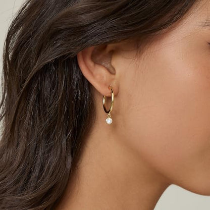 ARSIS Heart Charm Huggie Hoop Earrings for Women, Dainty 18K Gold Plated Heart Drop Hoops with CZ, Hypoallergenic, 925 Sterling Silver Posts, Tarnish-Free, Lightweight Jewelry Gift for Her - color: Gold