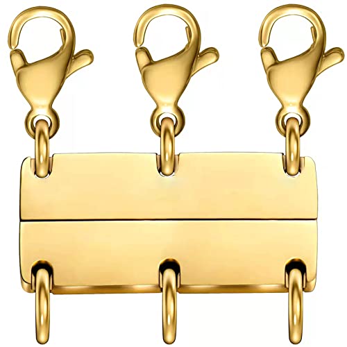 Dailyacc Layering Magnetic Necklace Clasp,18 K Gold and Silver Separator for Stackable Necklaces - color: 1PCS - 3 Gold