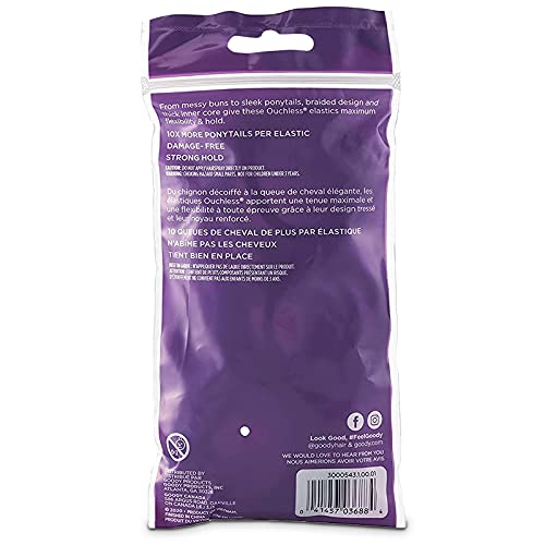 Goody Ouchless Hair Elastics – No Pull, No Breakage, Tangle-Free Hold for Thick, Curly, Coily & Textured Hair – 70 Count, Black, Long-Lasting Ponytail Holders for Women & Men