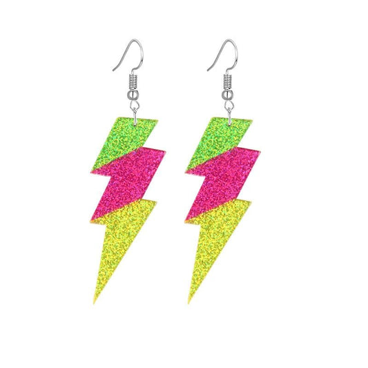 ONLYJUMP Acrylic Exaggerated Lightning Earrings Statement Punk Retro Geometric Delicate Neon Personalized Earrings Accessory Jewelry for Women - color: Green rose yellow
