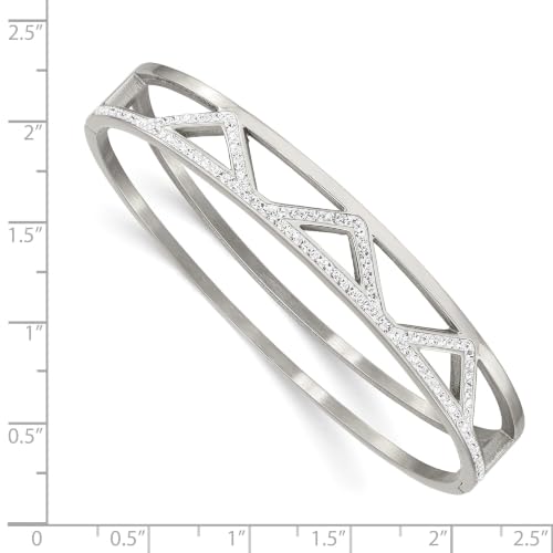 Chisel Preciosa Crystal Hinged Bangle in Stainless Steel, 10mm