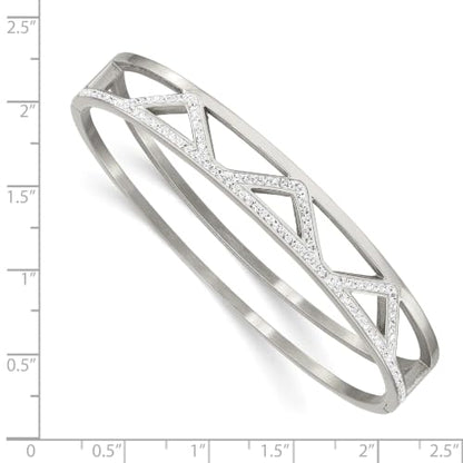 Chisel Preciosa Crystal Hinged Bangle in Stainless Steel, 10mm