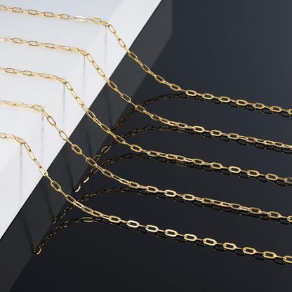 KYUNHOO 16.4FT Paperclip Chain Roll Gold Plated Jewelry Making Chains Bulk | 304 Stainless Steel Chain Spool 2.5mm Paper Clip Jewelry Links with Lobster Clasps Jewelry Supplies for Crafting - color: Paperclip Gold