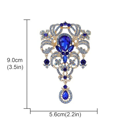 YOQUCOL Retro Austrian Crystal Big Brooch Pin for Women Large Flower Shape Brooches Lapel Pins for Sweater,Coat Dress Accessories - color: A-Blue